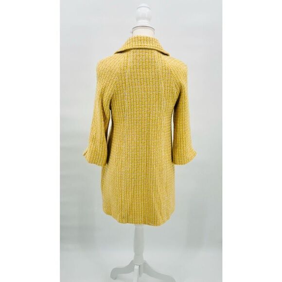 Forever Coat Retro Pockets Knit Yellow White Size XS - Picture 3 of 8